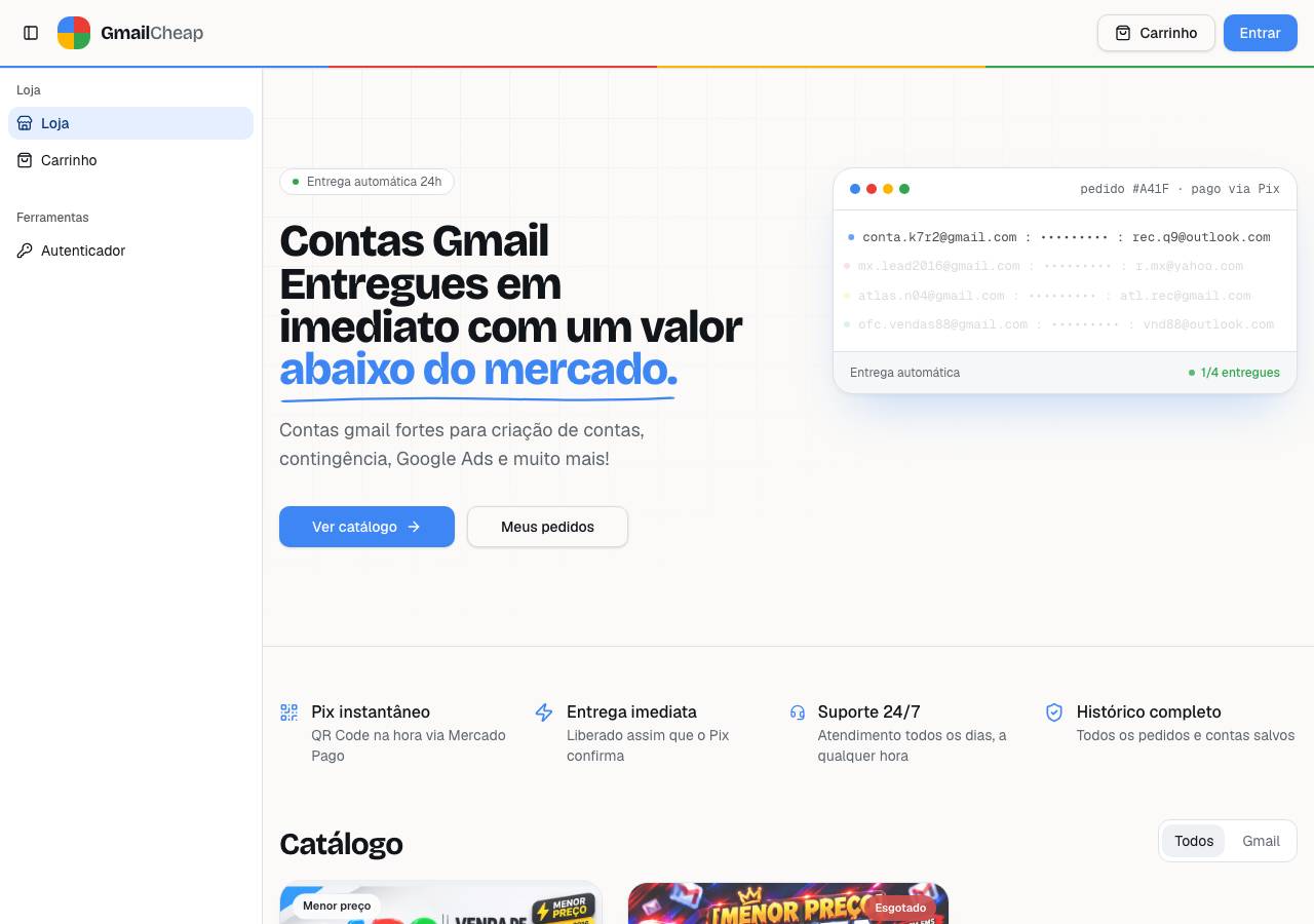 Screenshot of gmailcheap.shop taken by the zone census on 2026-10-06