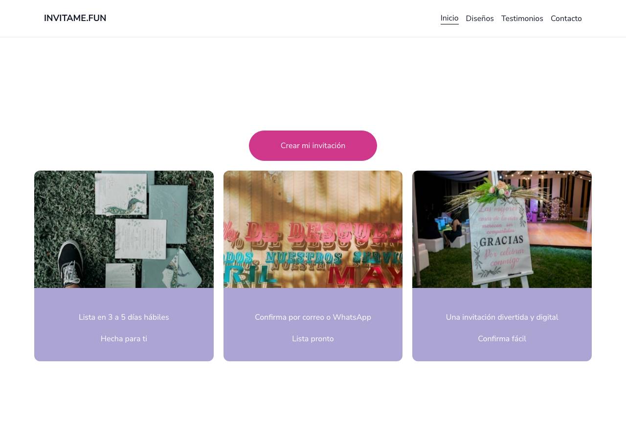 Screenshot of invitame.fun taken by the zone census on 2026-10-06