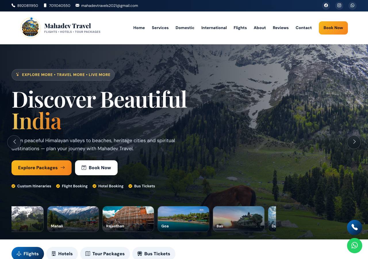 Screenshot of mahadevtravelpackages.online taken by the zone census on 2026-10-06