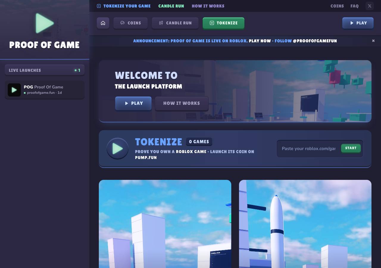 Screenshot of proofofgame.fun taken by the zone census on 2026-10-06