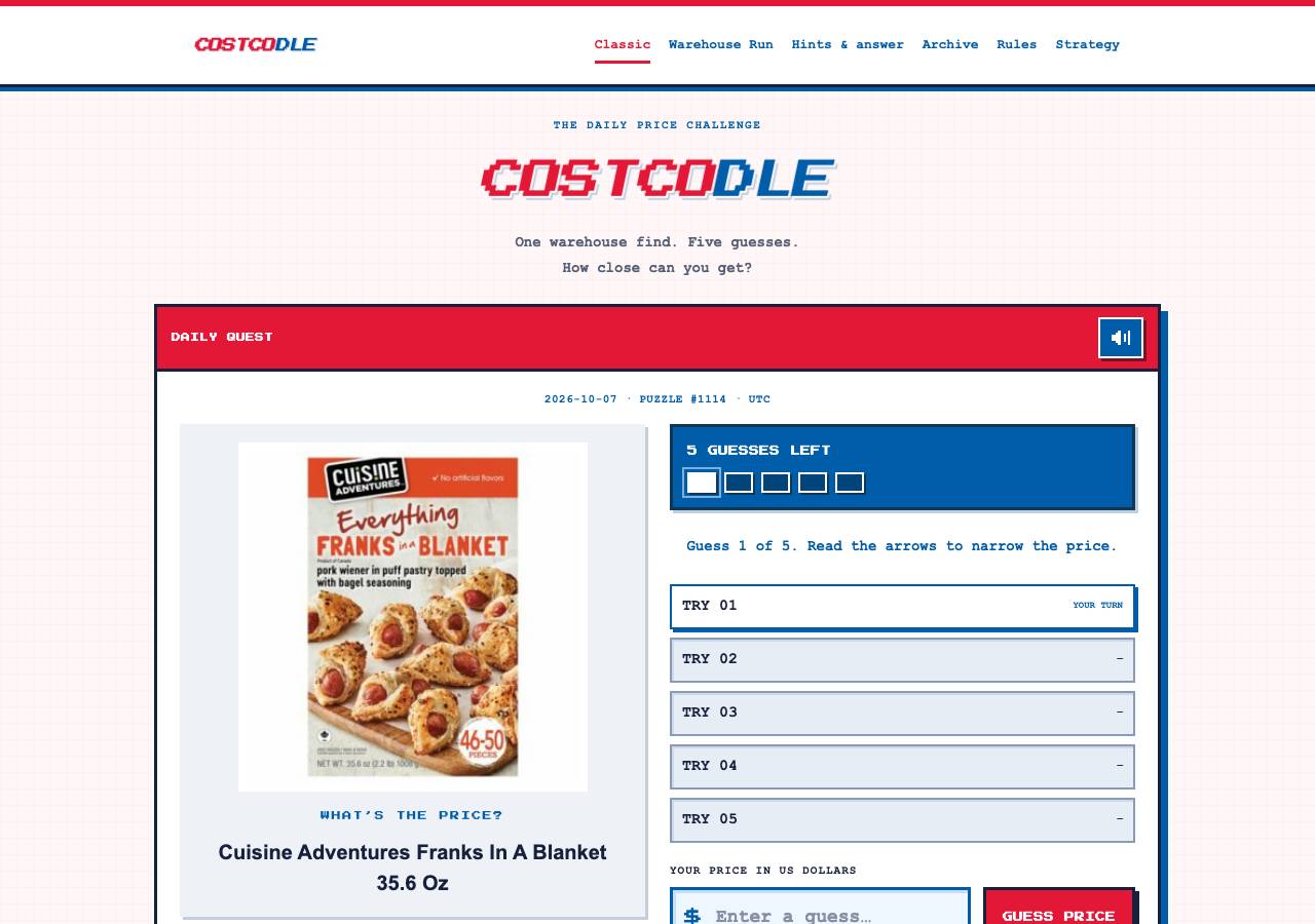 Screenshot of costcodle.lol taken by the zone census on 2026-10-07