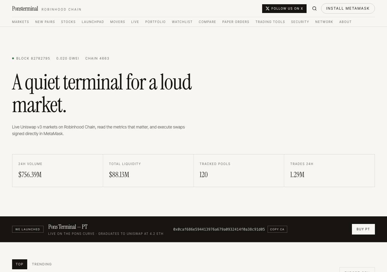 Screenshot of ponsterminal.fun taken by the zone census on 2026-10-07