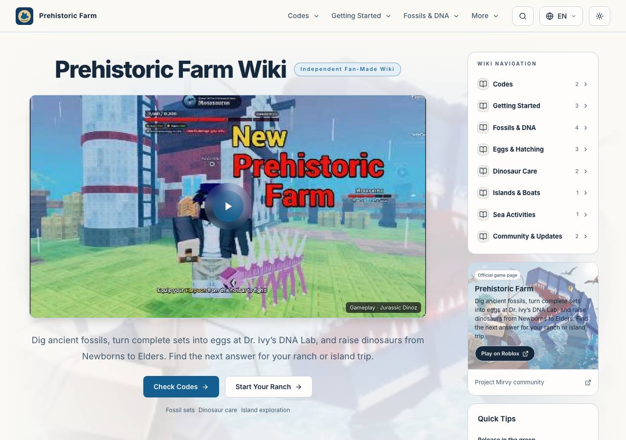 Screenshot of prehistoricfarmroblox.wiki taken by the zone census on 2026-10-07