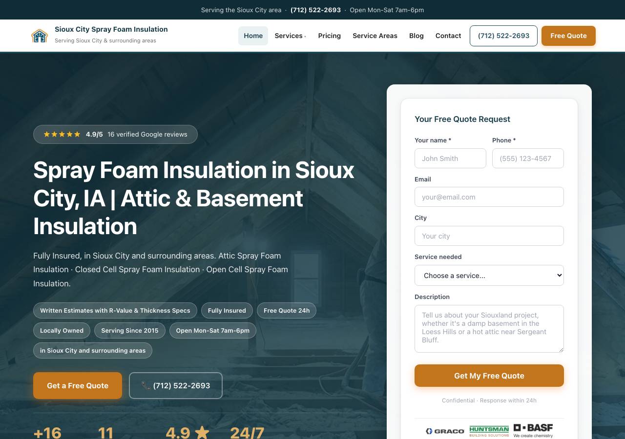 Screenshot of sioux-city-spray-foam.com taken by the zone census on 2026-10-07