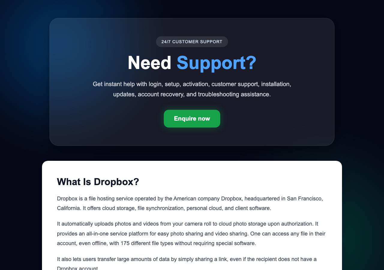 Screenshot of us-dropbox.support taken by the zone census on 2026-10-07