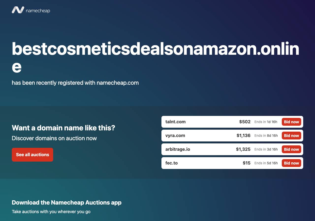 Screenshot of bestcosmeticsdealsonamazon.online taken by the zone census on 2026-10-08