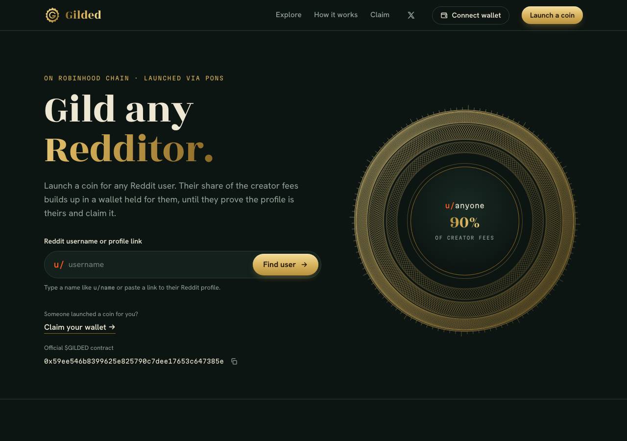 Screenshot of gildedpad.fun taken by the zone census on 2026-10-08