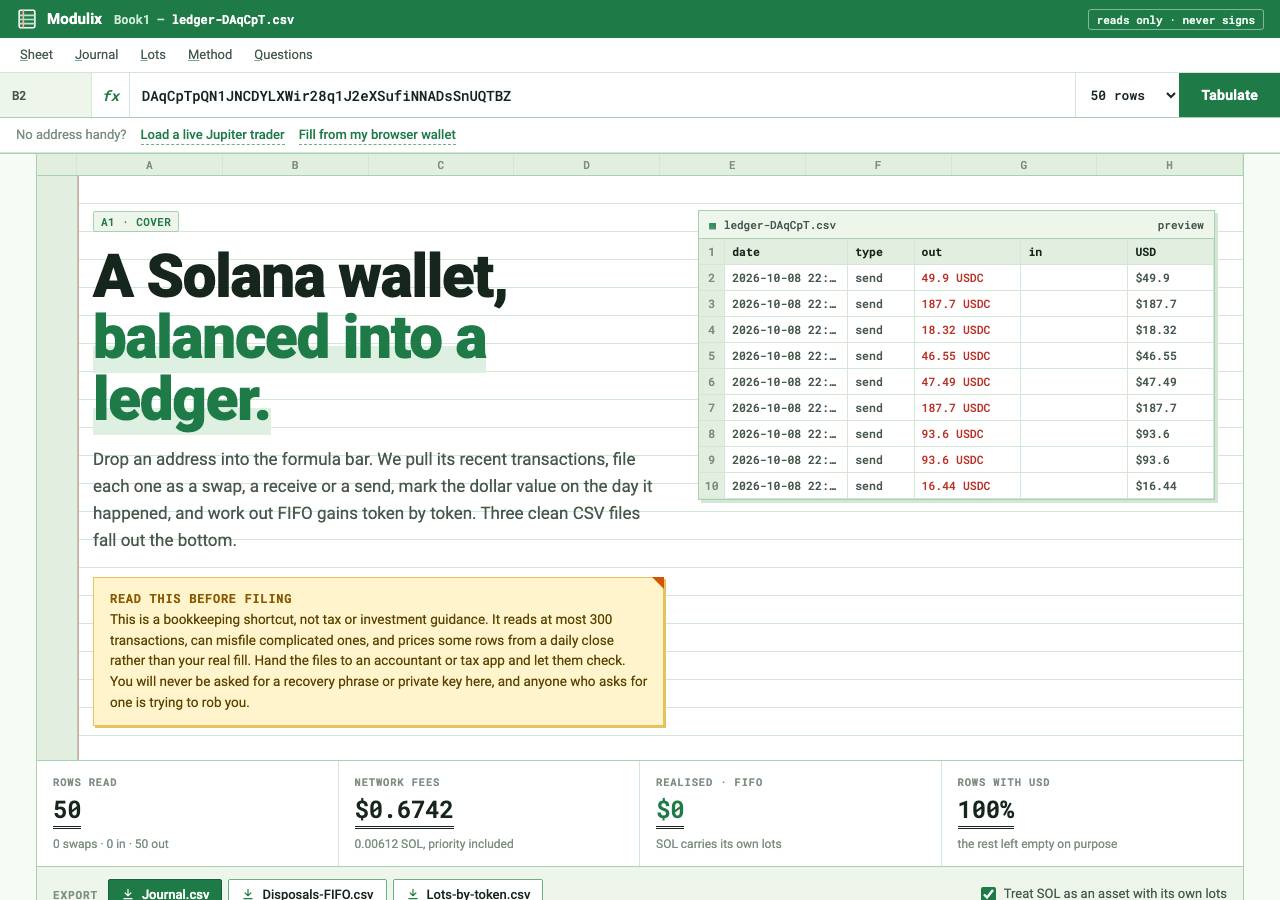 Screenshot of modulix.fun taken by the zone census on 2026-10-08