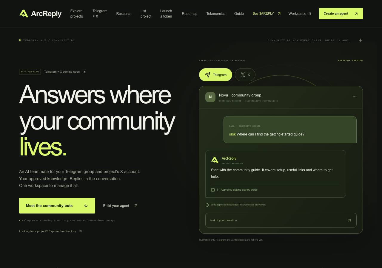 Screenshot of arcreply.xyz taken by the zone census on 2026-10-10