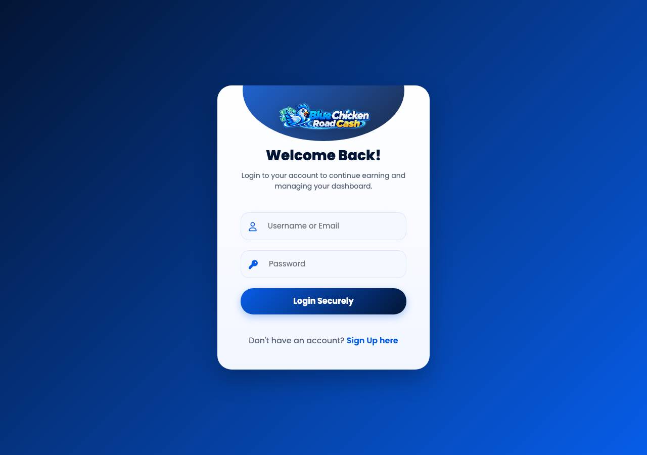 Screenshot of bluechickenroadcash.live taken by the zone census on 2026-10-10