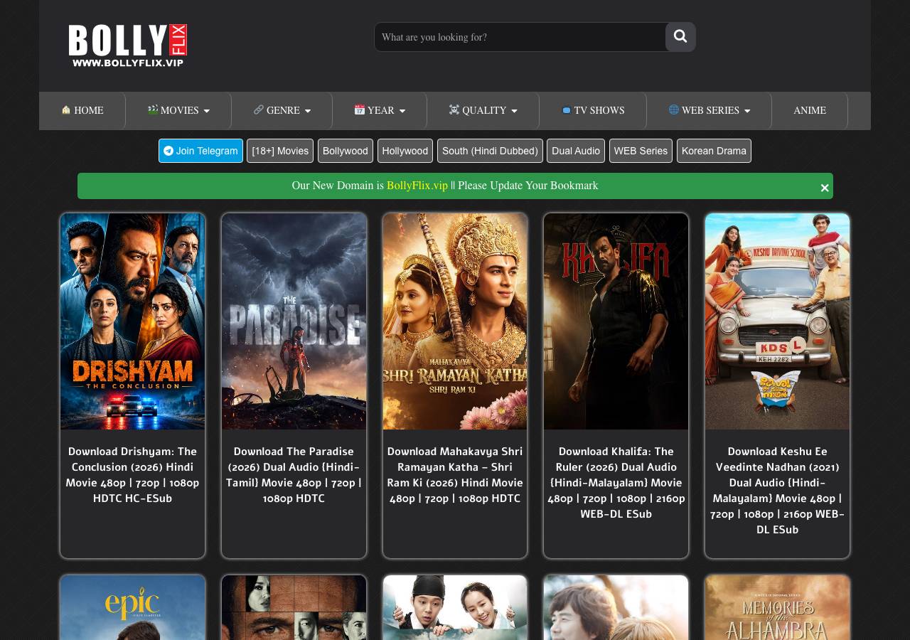 Screenshot of bollyflix.photo taken by the zone census on 2026-10-10
