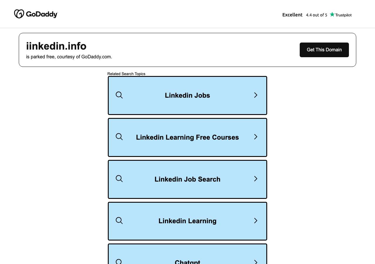 Screenshot of iinkedin.info taken by the zone census on 2026-10-10