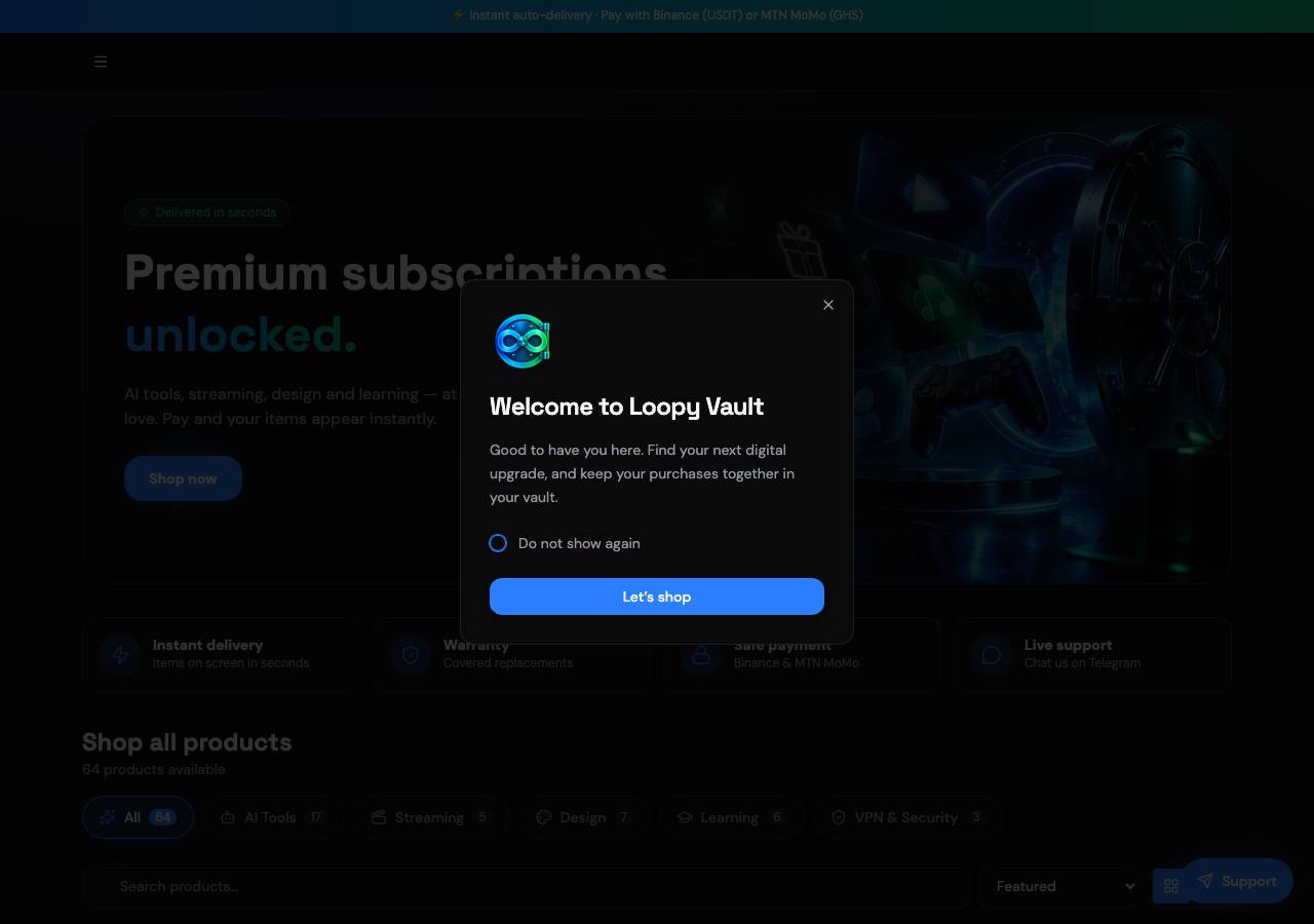 Screenshot of loopyvault.cyou taken by the zone census on 2026-10-10