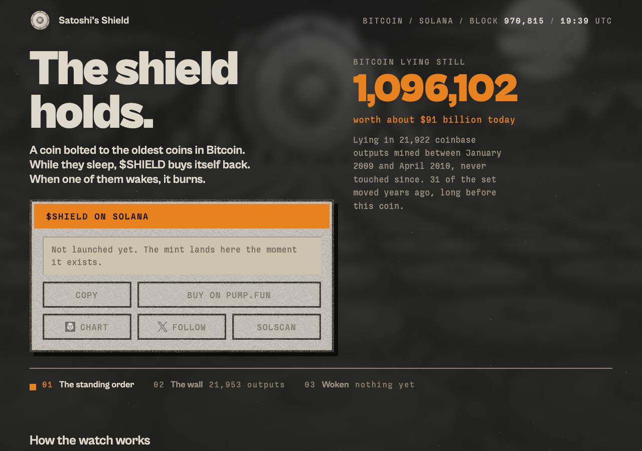 Screenshot of satoshishield.fun taken by the zone census on 2026-10-10