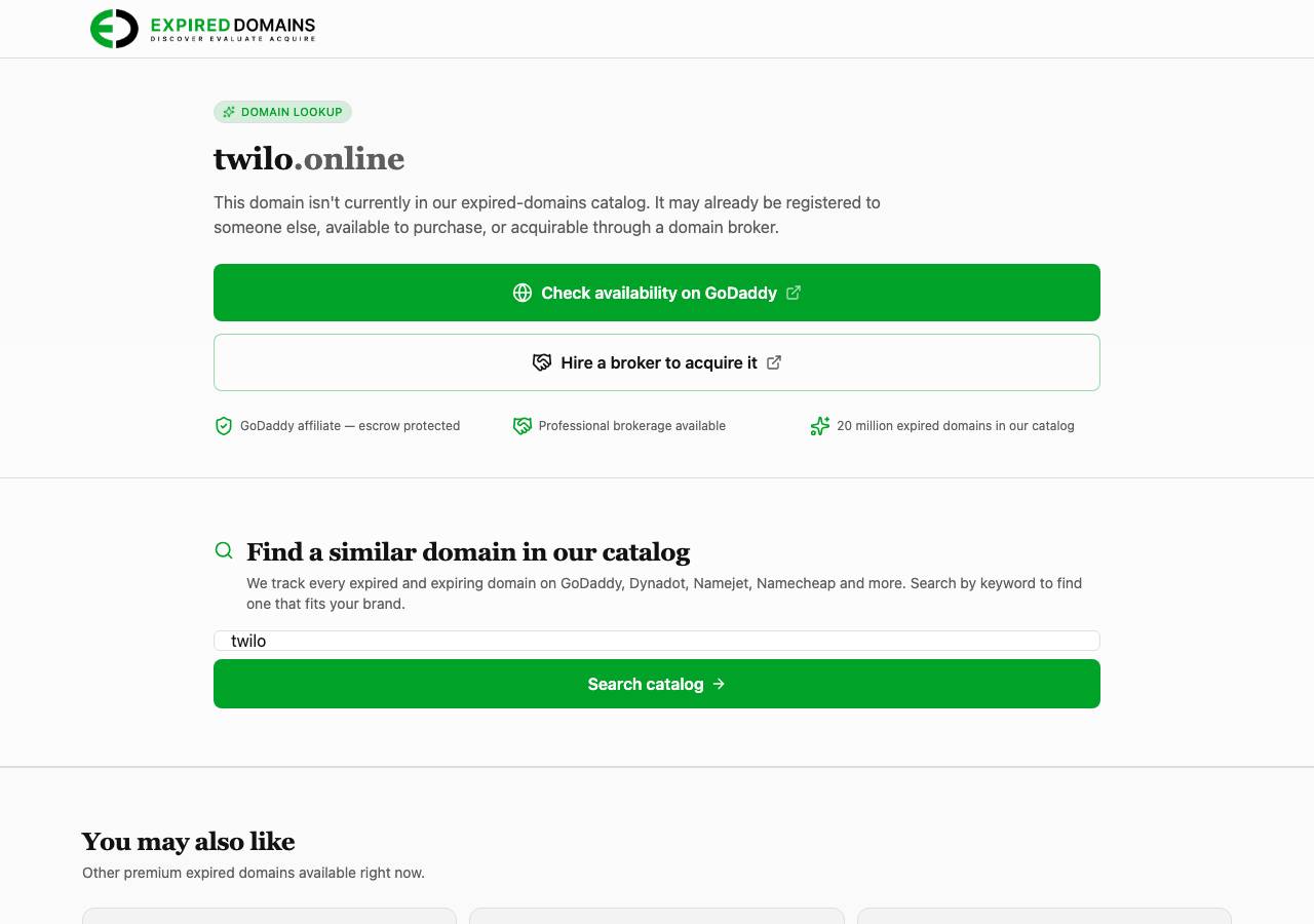 Screenshot of twilo.online taken by the zone census on 2026-10-10