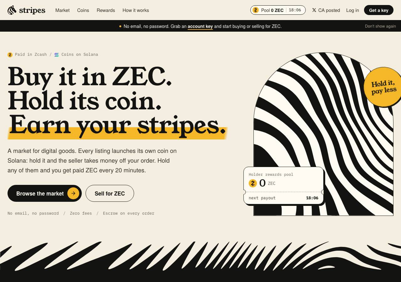 Screenshot of usestripes.fun taken by the zone census on 2026-10-10