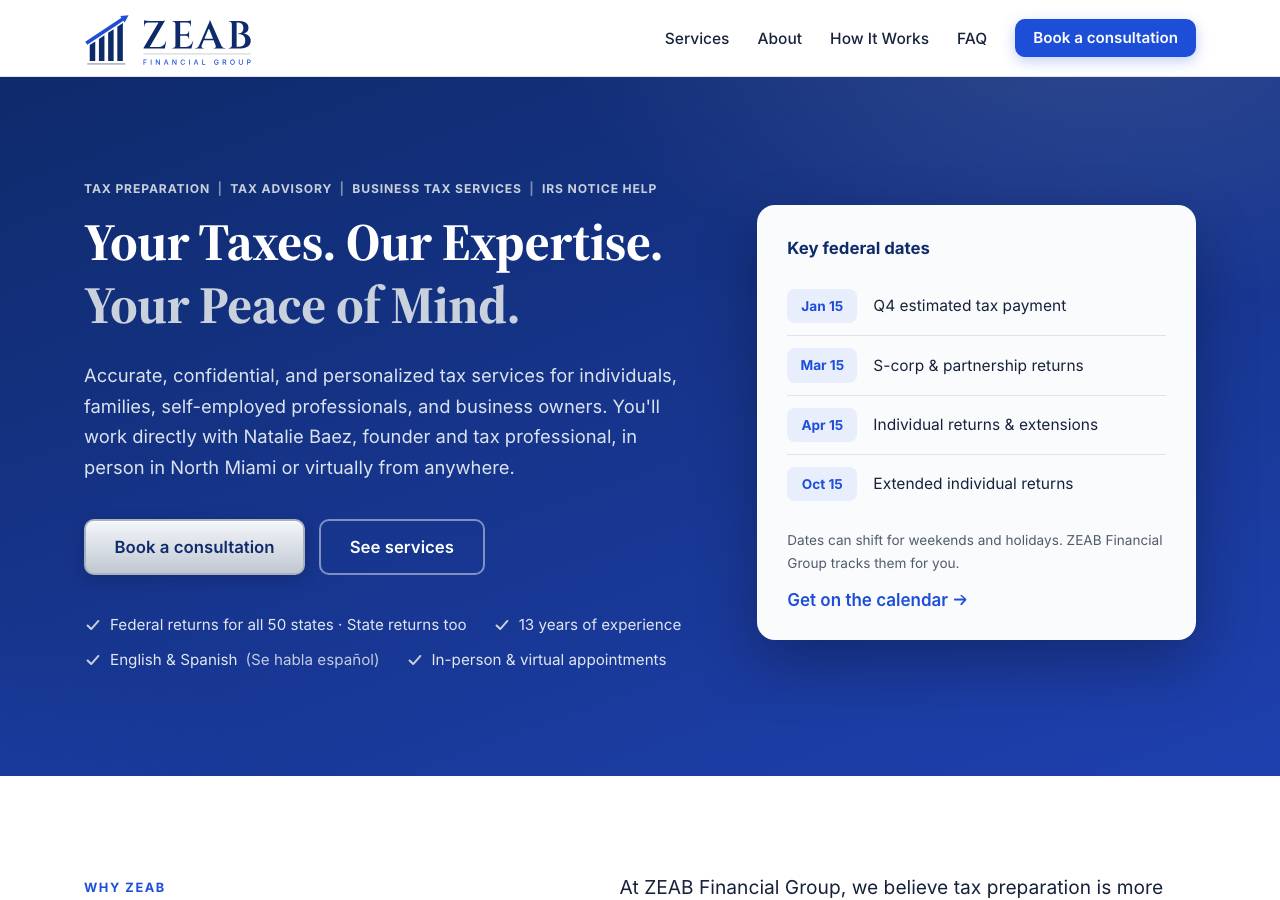 Screenshot of zeabfinancial.com taken by the zone census on 2026-10-10