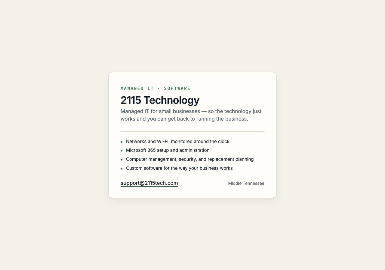 Screenshot of 2115tech.com taken by the zone census on 2026-10-13