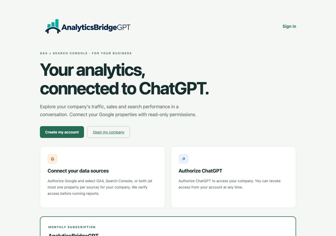 Screenshot of analyticsbridgegpt.com taken by the zone census on 2026-10-13