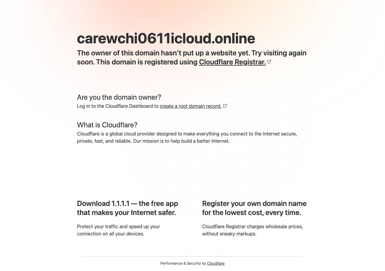 Screenshot of carewchi0611icloud.online taken by the zone census on 2026-10-13