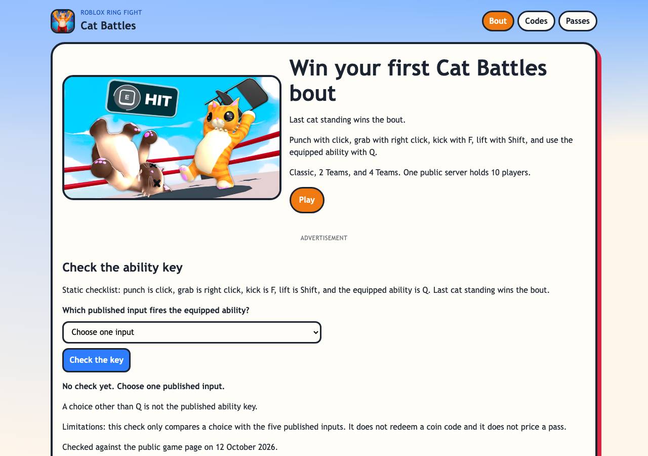 Screenshot of catbattlesroblox.wiki taken by the zone census on 2026-10-13
