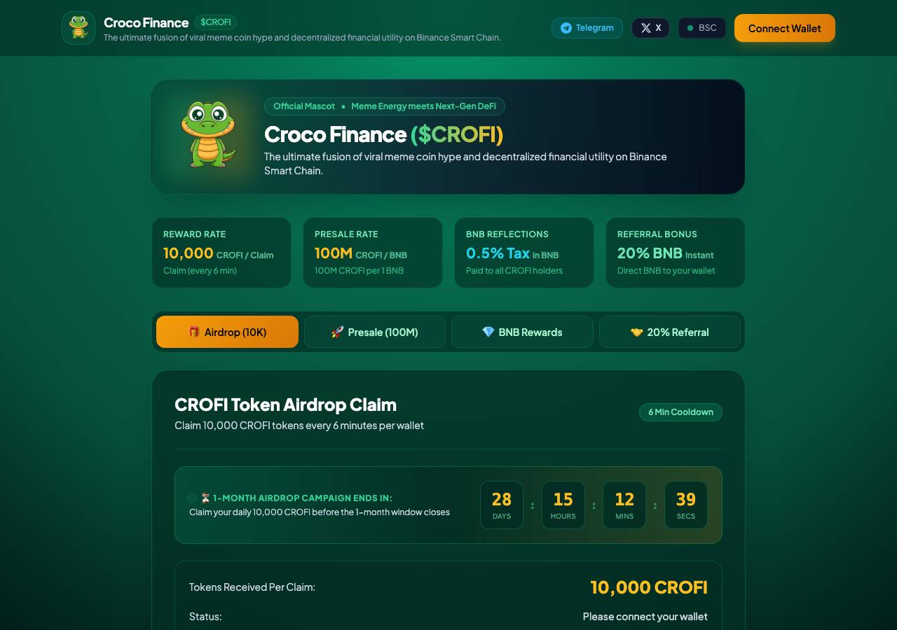 Screenshot of crocofinance.world taken by the zone census on 2026-10-13