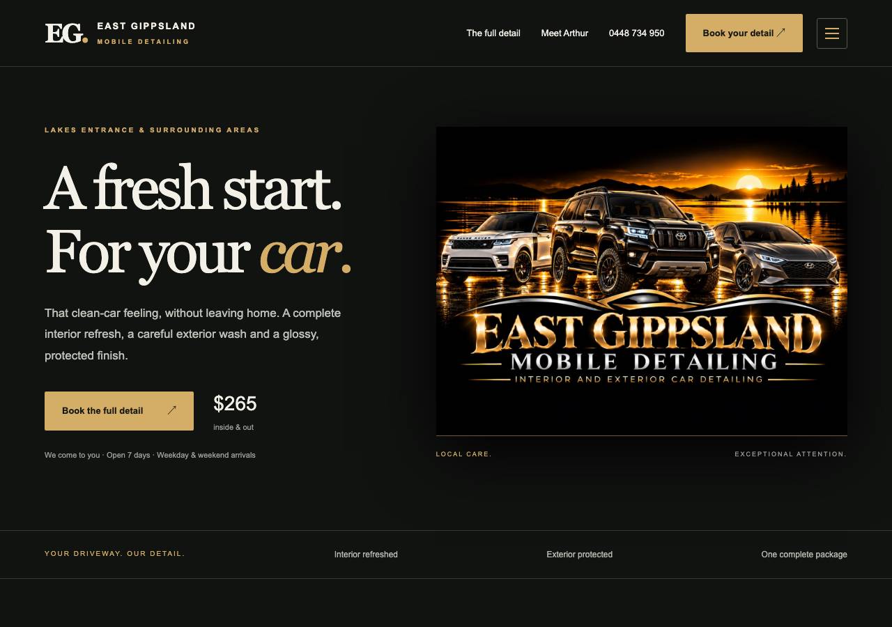 Screenshot of east-gippsland-mobile-detailing.com taken by the zone census on 2026-10-13