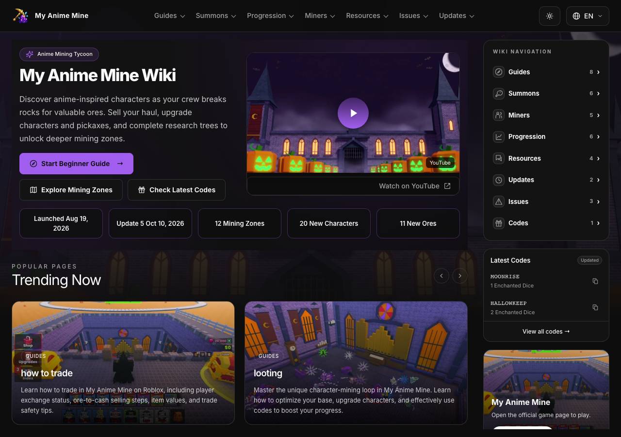 Screenshot of myanimemineroblox.wiki taken by the zone census on 2026-10-13