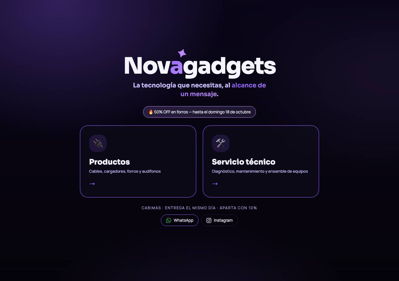 Screenshot of novagadgets.tech taken by the zone census on 2026-10-13