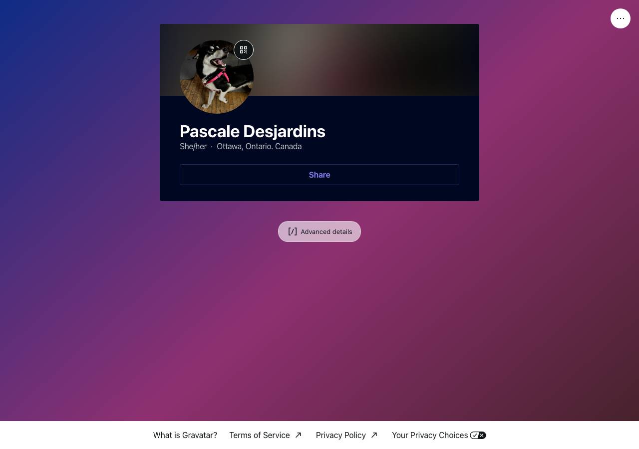 Screenshot of pascaledesjardins.fyi taken by the zone census on 2026-10-13