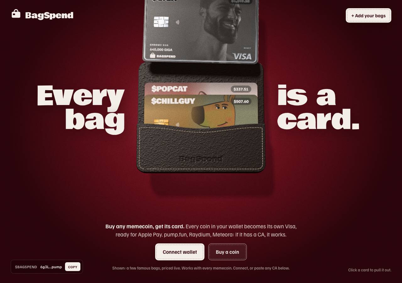 Screenshot of bagspend.fun taken by the zone census on 2026-10-15