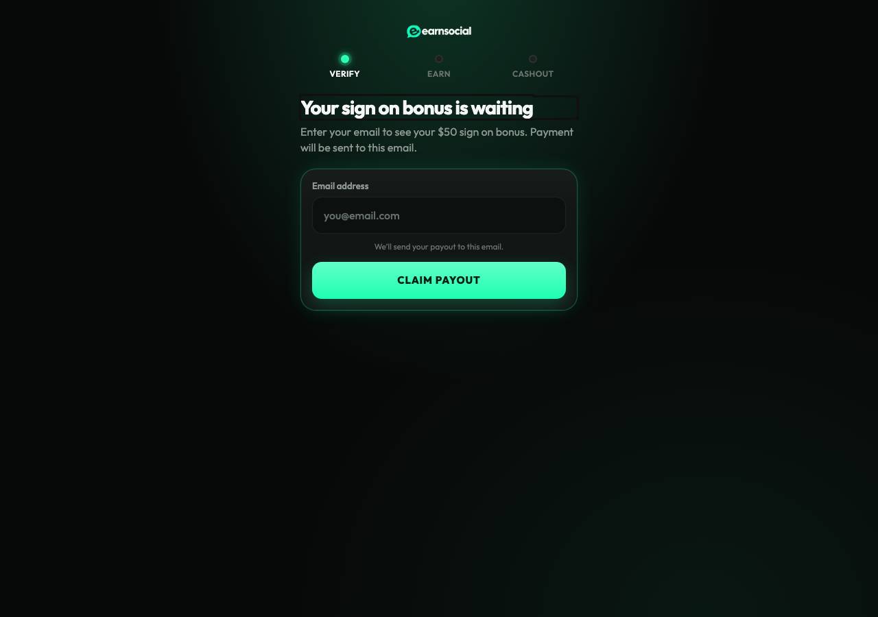 Screenshot of earnsocial.click taken by the zone census on 2026-10-15