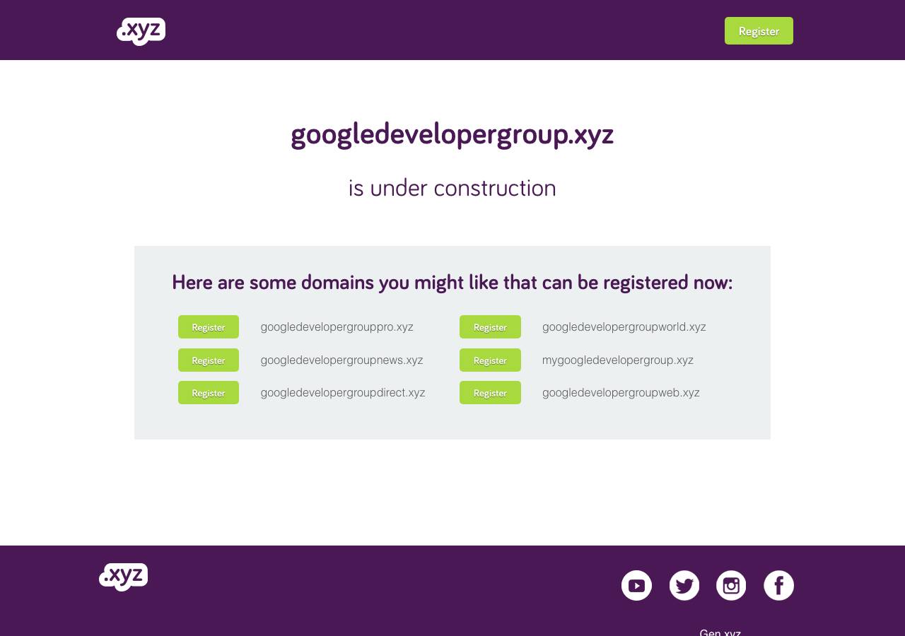 Screenshot of googledevelopergroup.xyz taken by the zone census on 2026-10-15
