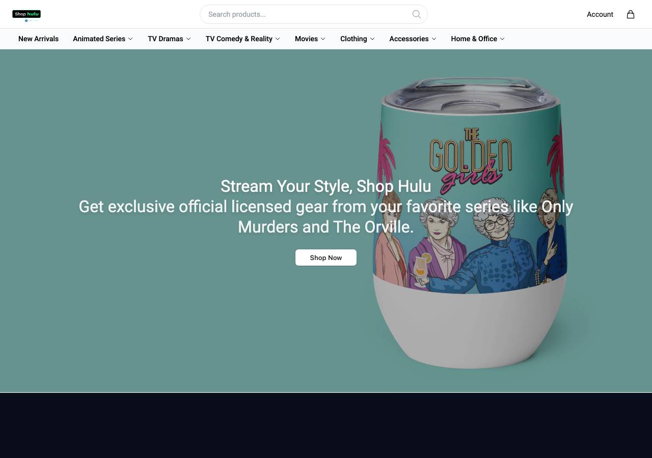 Screenshot of hulumerchandise.com taken by the zone census on 2026-10-15