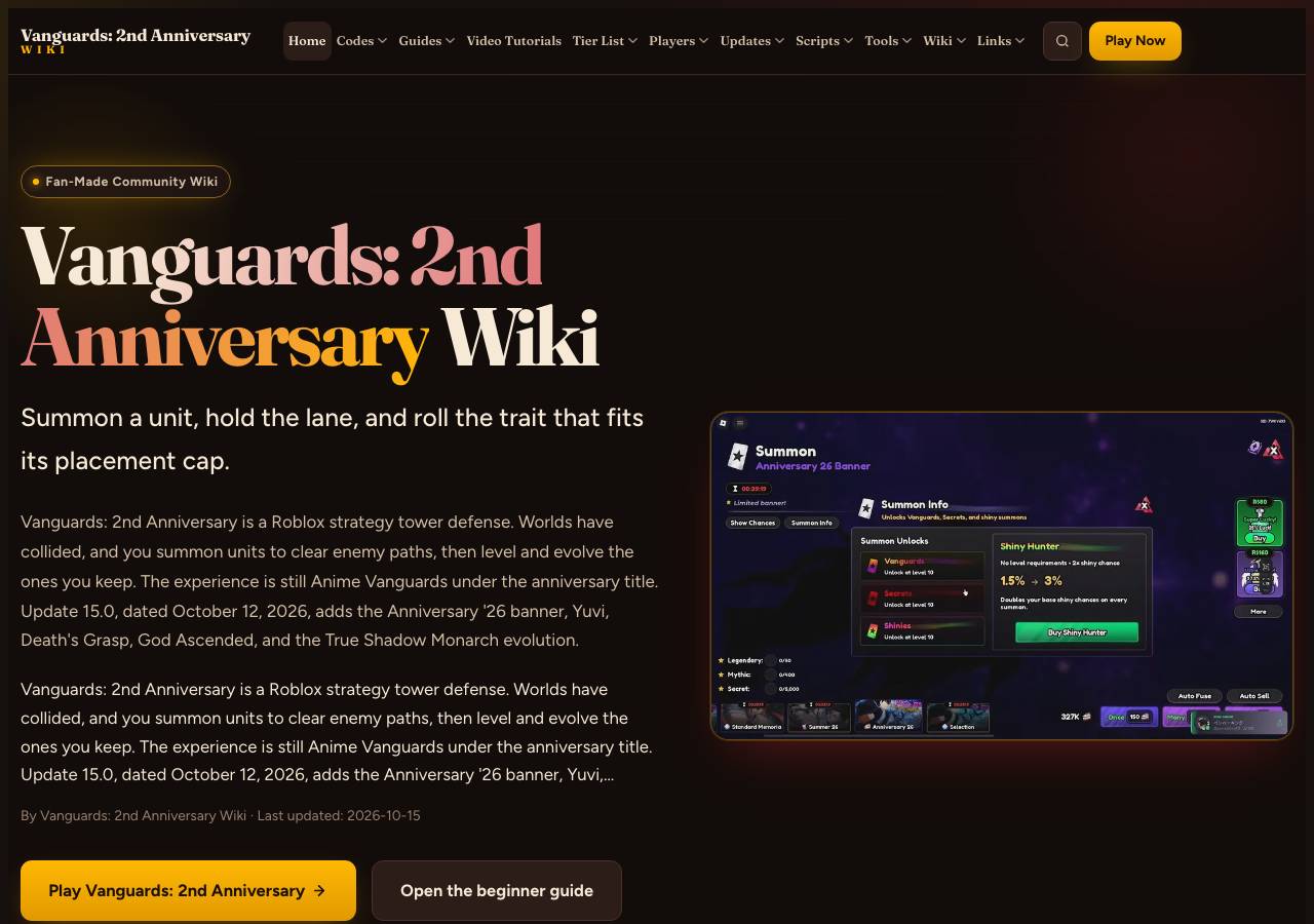 Screenshot of vanguards2ndanniversary-wiki.wiki taken by the zone census on 2026-10-15