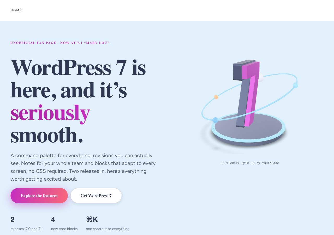 Screenshot of wordpress7.org taken by the zone census on 2026-10-15