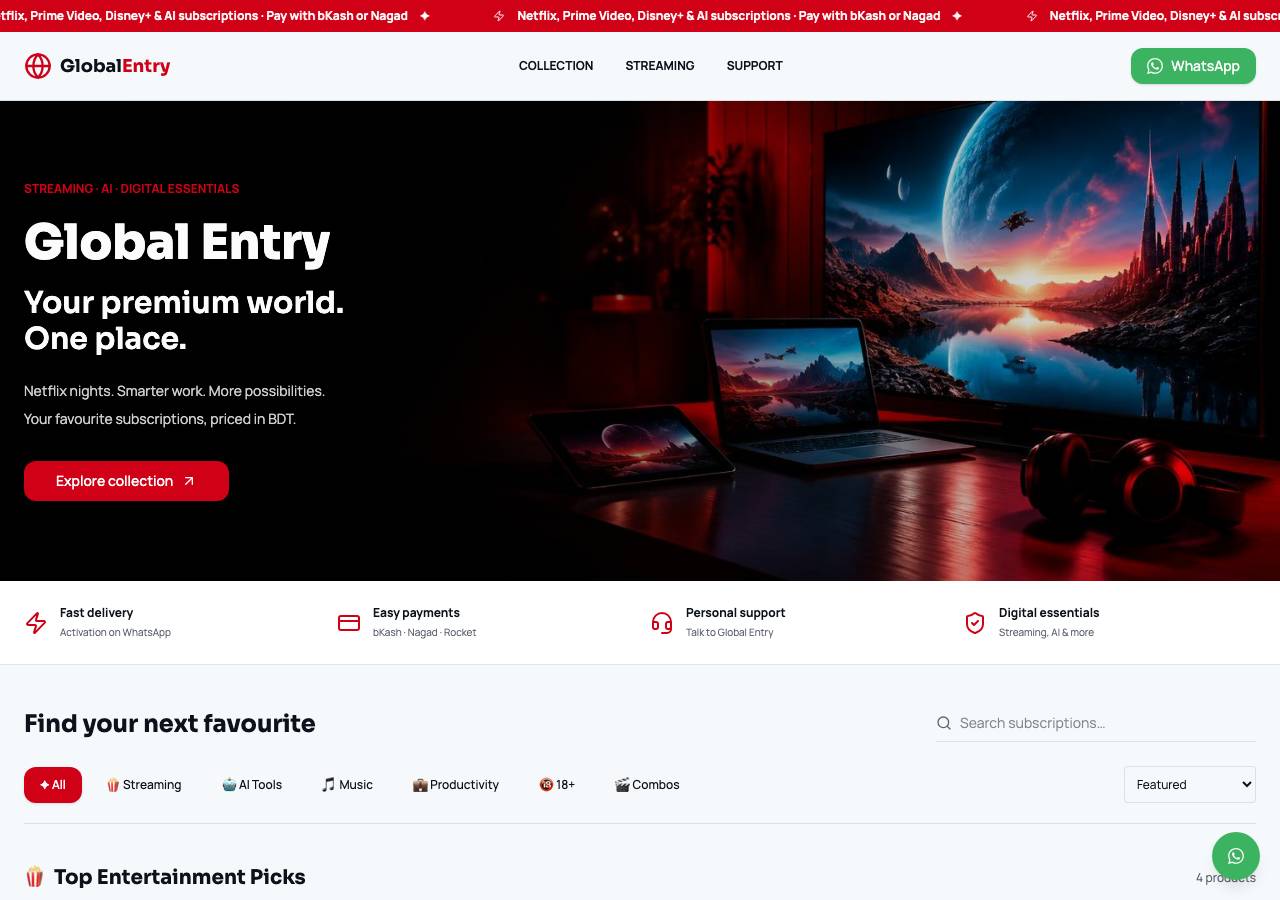 Screenshot of globalentry.shop taken by the zone census on 2026-10-16