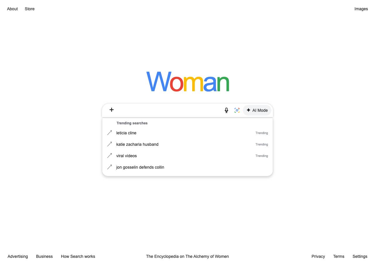 Screenshot of googlewoman.com taken by the zone census on 2026-10-16