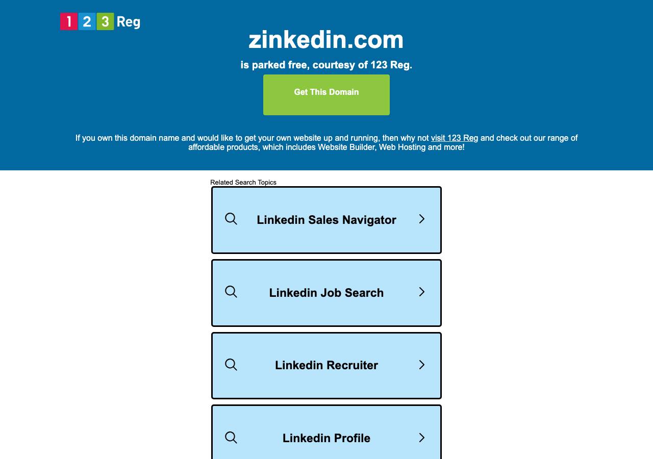 Screenshot of zinkedin.com taken by the zone census on 2026-10-16