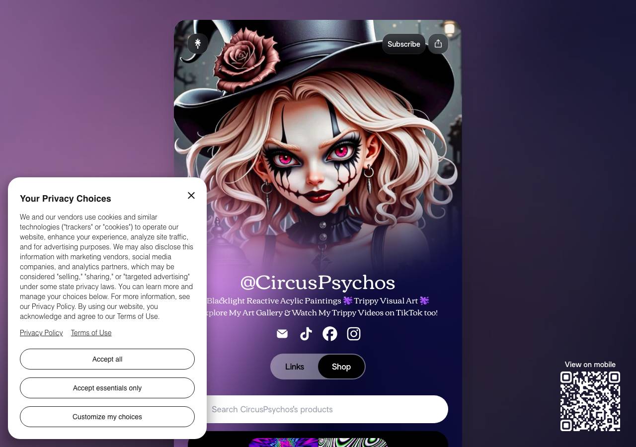 Screenshot of circuspsychos.art taken by the zone census on 2026-10-17