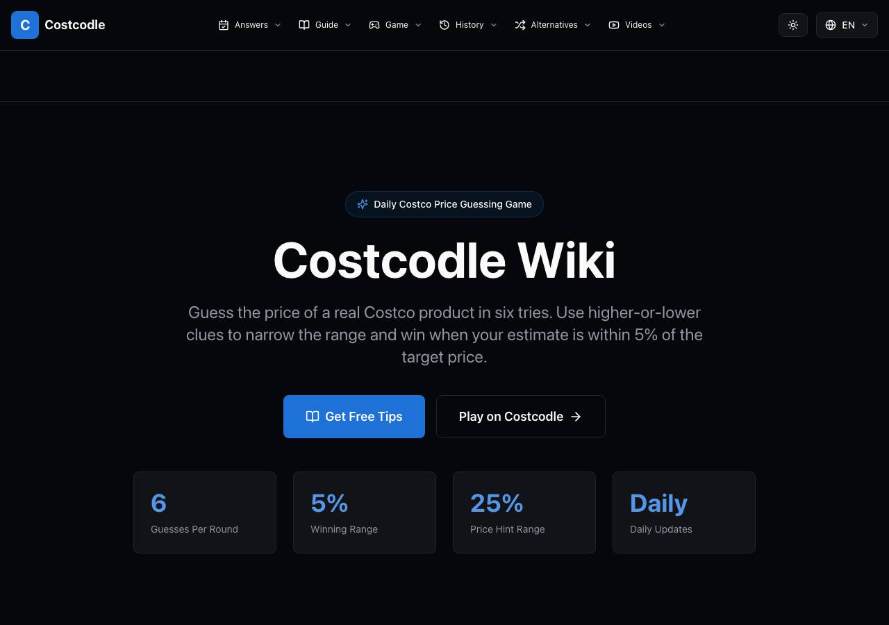 Screenshot of costcodle.shop taken by the zone census on 2026-10-17