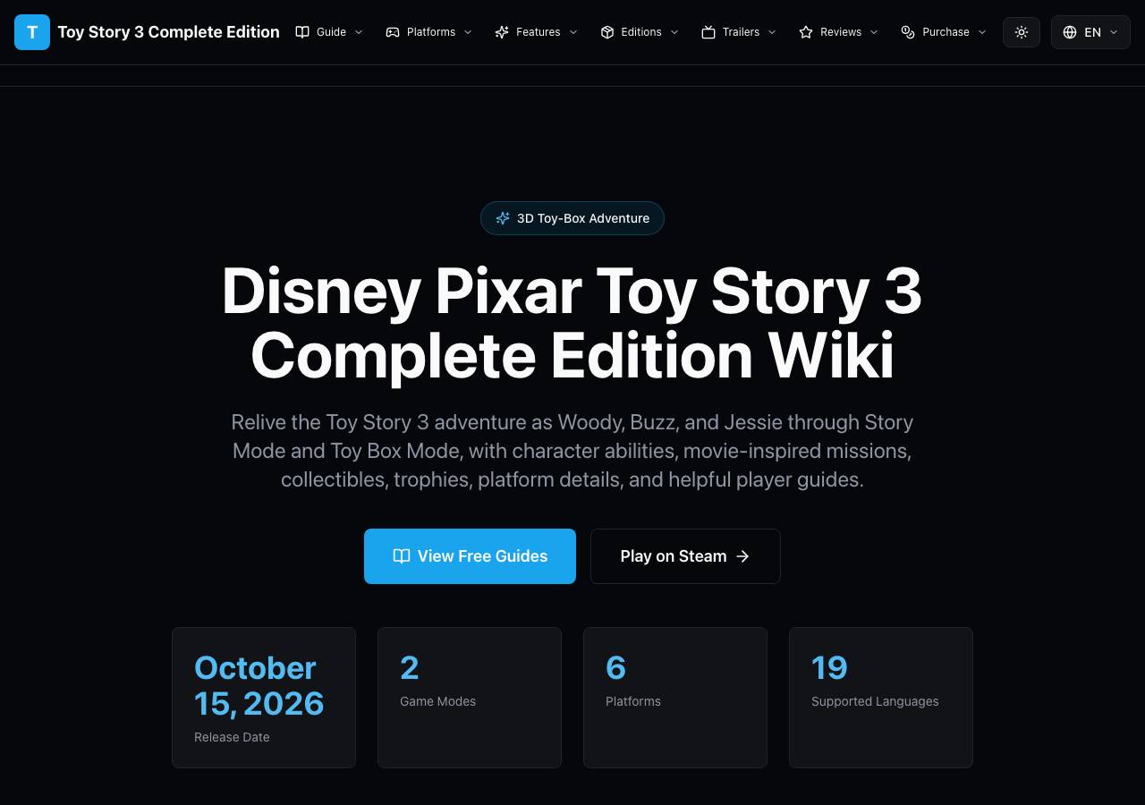 Screenshot of disneypixartoystory3completeedition.wiki taken by the zone census on 2026-10-17