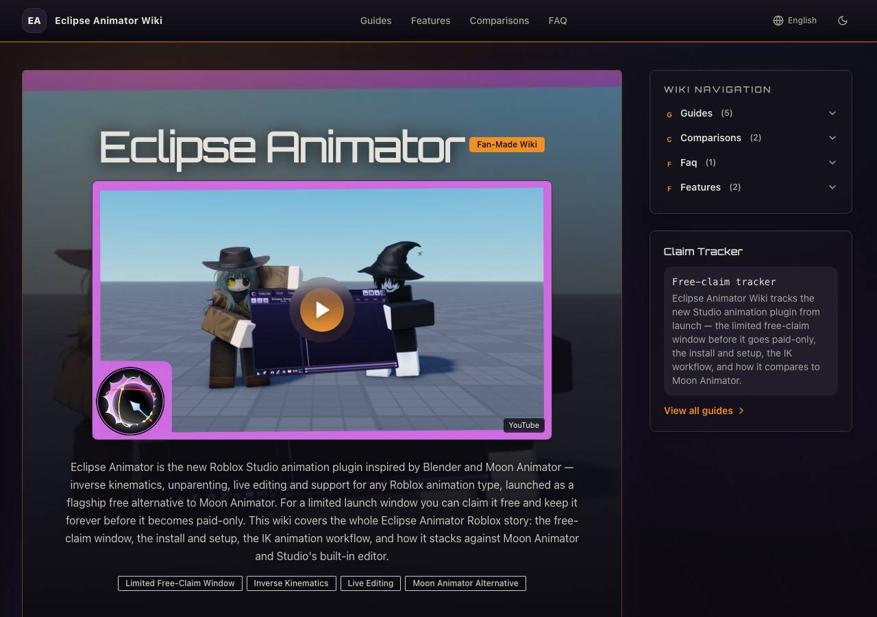 Screenshot of eclipseanimatorroblox.wiki taken by the zone census on 2026-10-17