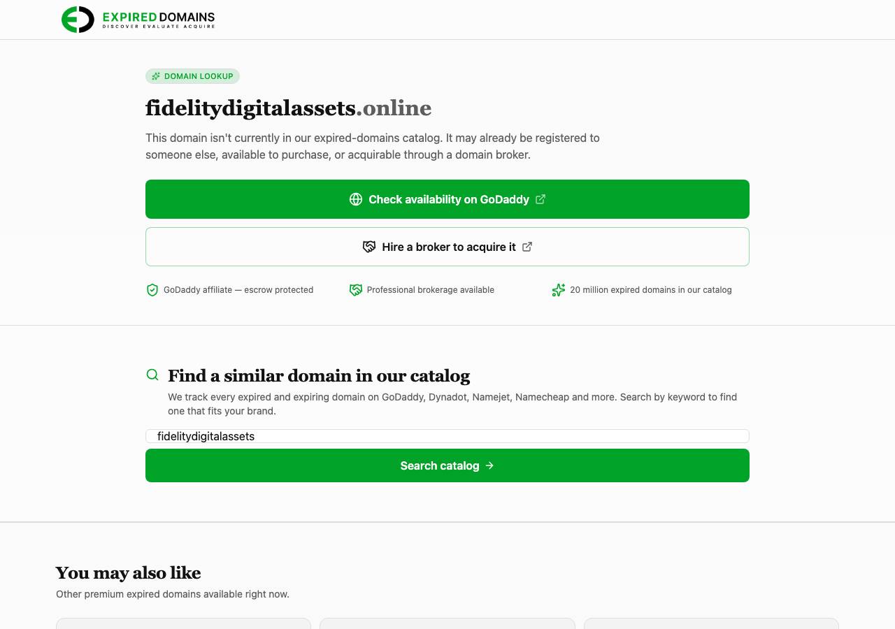 Screenshot of fidelitydigitalassets.online taken by the zone census on 2026-10-17