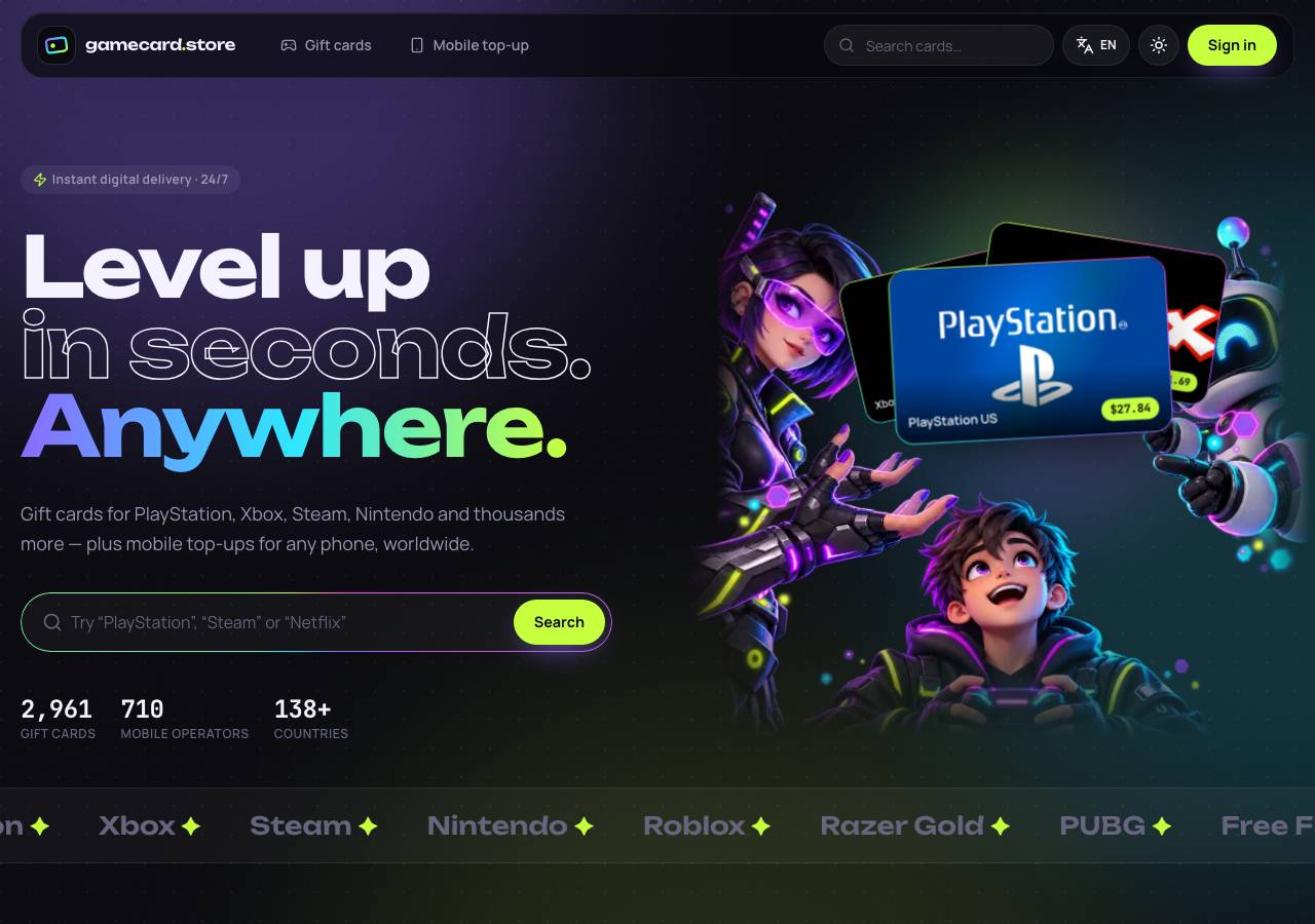 Screenshot of gamecard.store taken by the zone census on 2026-10-17