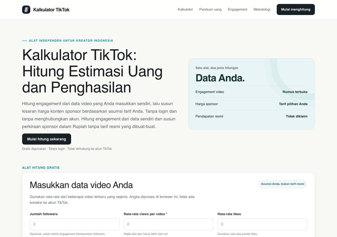 Screenshot of kalkulatortiktok.online taken by the zone census on 2026-10-17