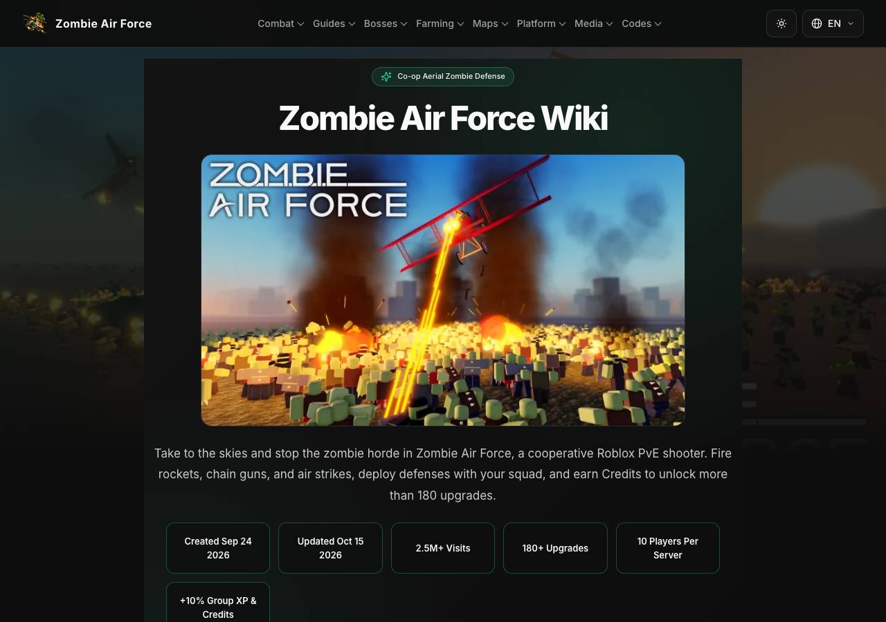 Screenshot of zombieairforceroblox.wiki taken by the zone census on 2026-10-17