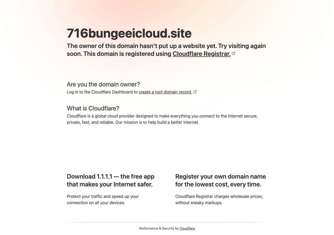 Screenshot of 716bungeeicloud.site taken by the zone census on 2026-10-19
