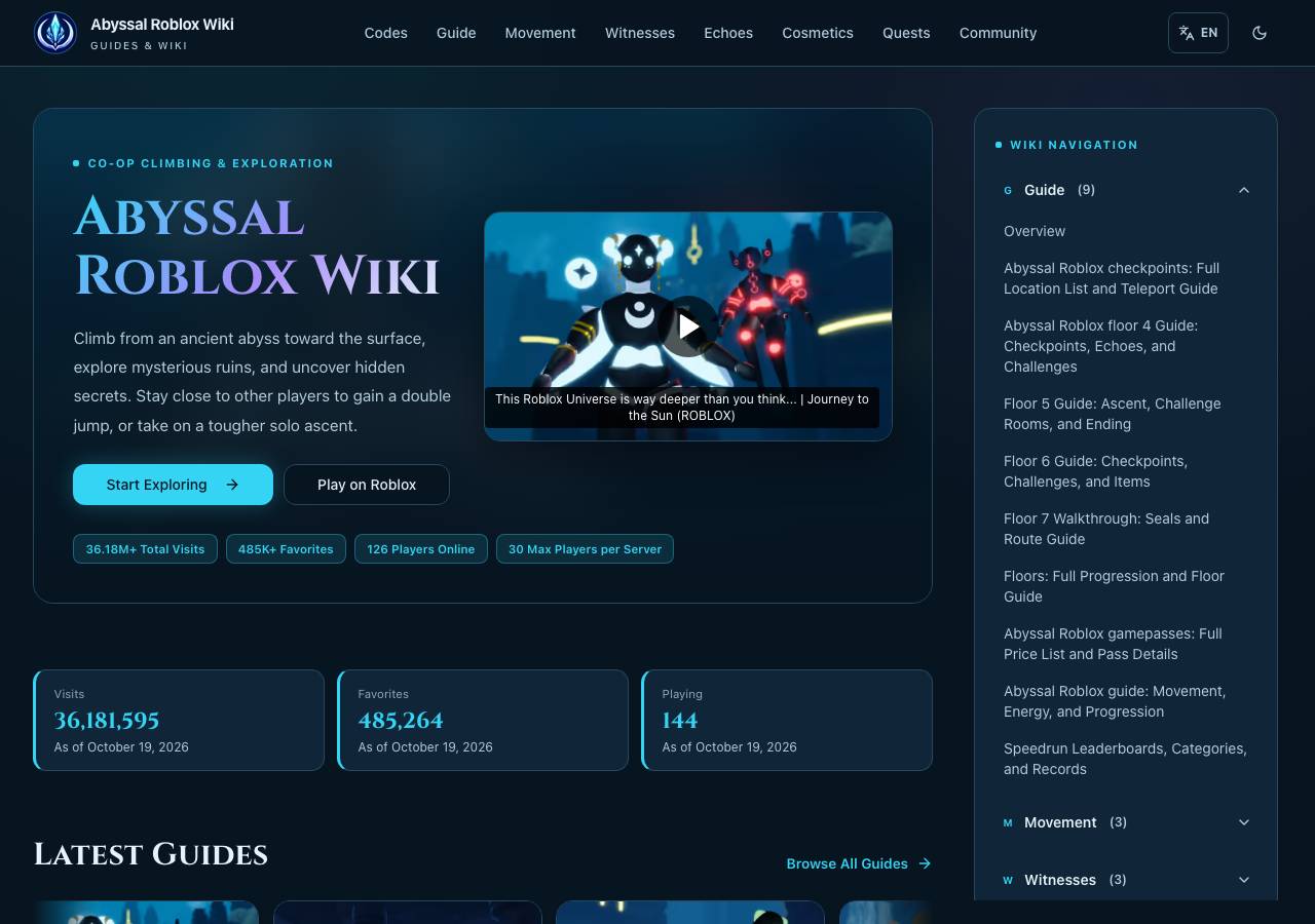 Screenshot of abyssalroblox.wiki taken by the zone census on 2026-10-19