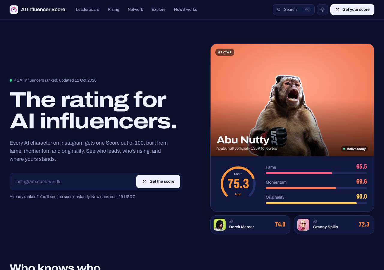Screenshot of aifluence.fun taken by the zone census on 2026-10-19